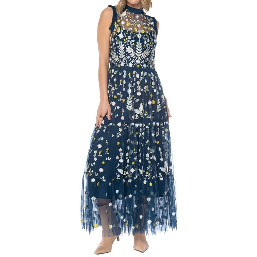Tolani Womens Rielle Sleeveless Maxi Dress, Navy
